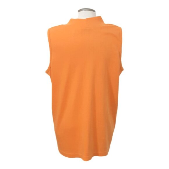 Vintage Y2K Womens Plus Size 26 28 Sleeveless Knit Top Mock Neck Ribbed Orange - Picture 2 of 3